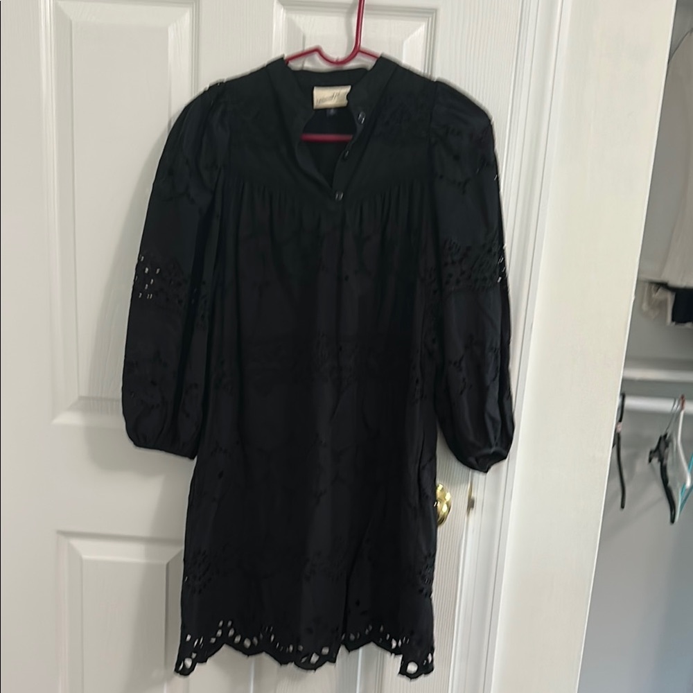 Universal Thread Black Puff Sleeve Bib Collar Dress